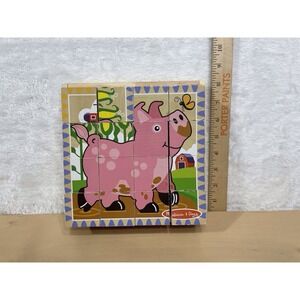 Melissa & Doug Wooden Cube Puzzle Farm 16 Blocks Tray Toddler Toy
